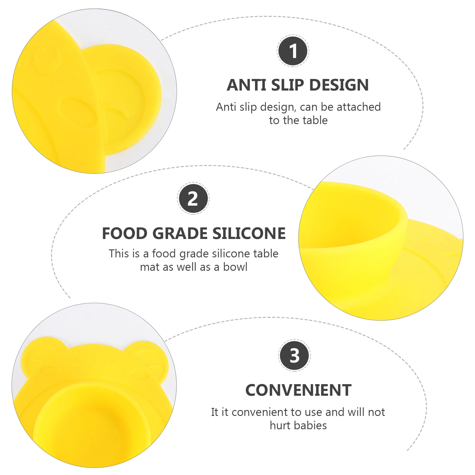 

Non-slip Dinner Plate Bear Shape Dish Body Suction Bowl Placemats