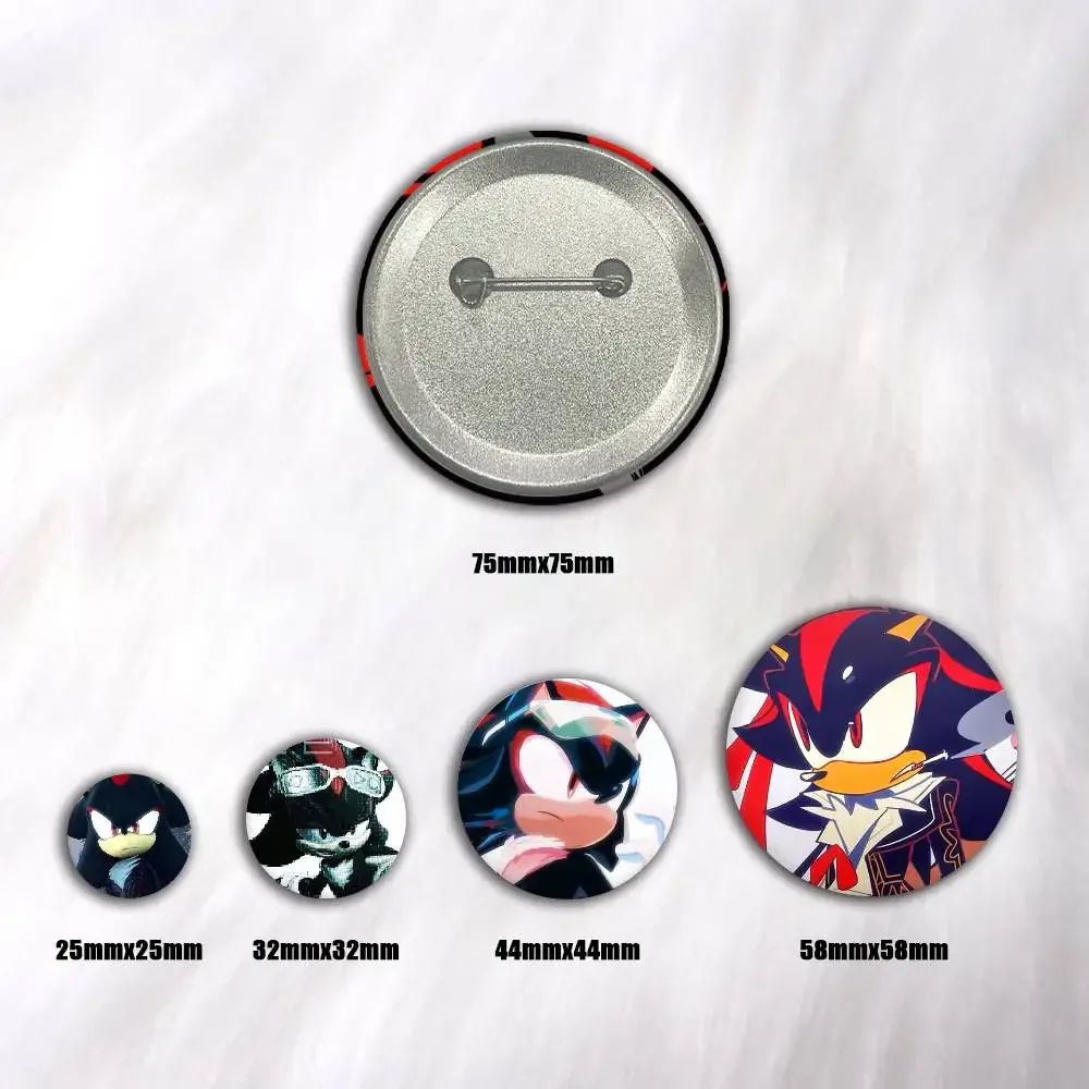 A-Shadow The Hedgehog Anime 75x75 25x25 Mm Cartoon Round Brooches On Backpack Shirt Accessories Jewelry Badge Gift For Friends