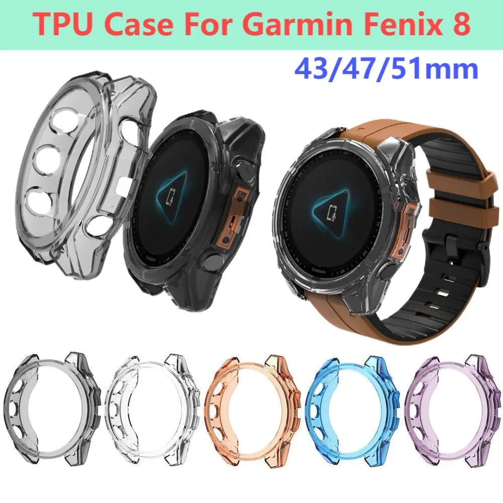 Soft TPU Case for Garmin Fenix 8 51MM 47MM 43MM Protective TPU Half Cover Smart watch Case Protective Shell