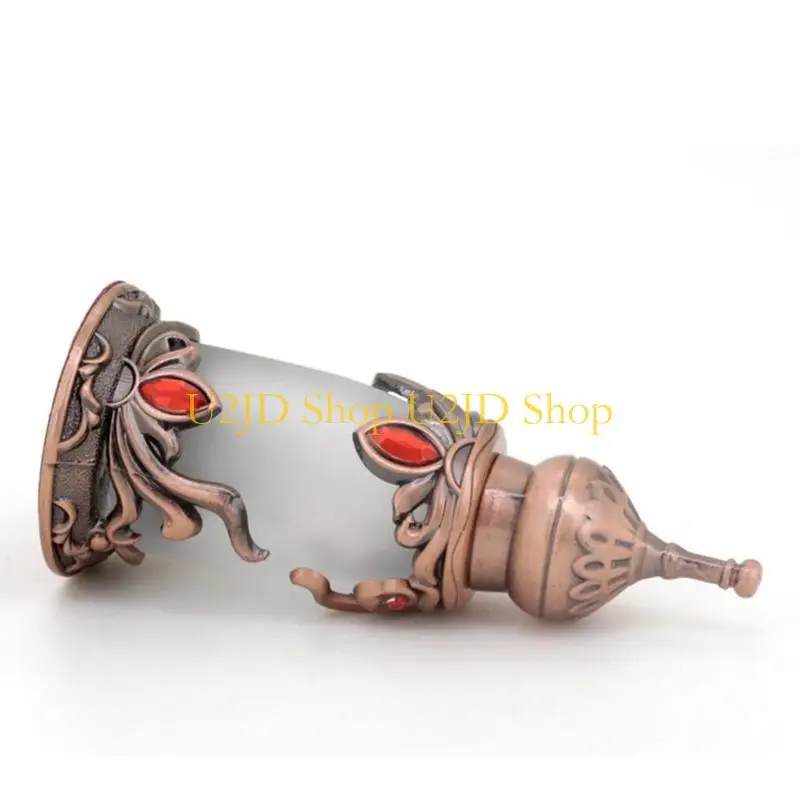 U2JDビンテージガラスエッセンシャルオイル香水用ディスペンサー収納ボトルビンテージ空の人工補充可能な瓶15ml