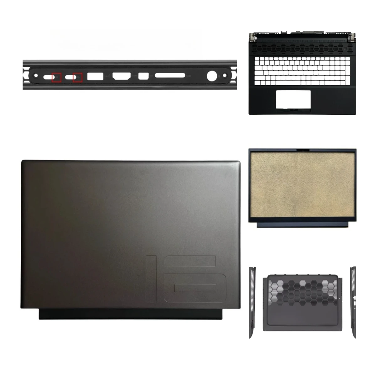 Compatible with Alienware M16 R1 P124 series laptops, LCD Top Cover, Screen Bezel, Palm Rest, Bottom Case, Hinge, Air Vent