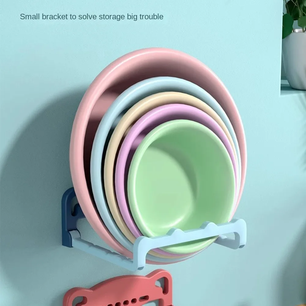 Punch-free Washbasin Rack Folding Plastic Bathroom Wall-mounted Racks Basin Storage Rack Bathroom Basin Storage Racks