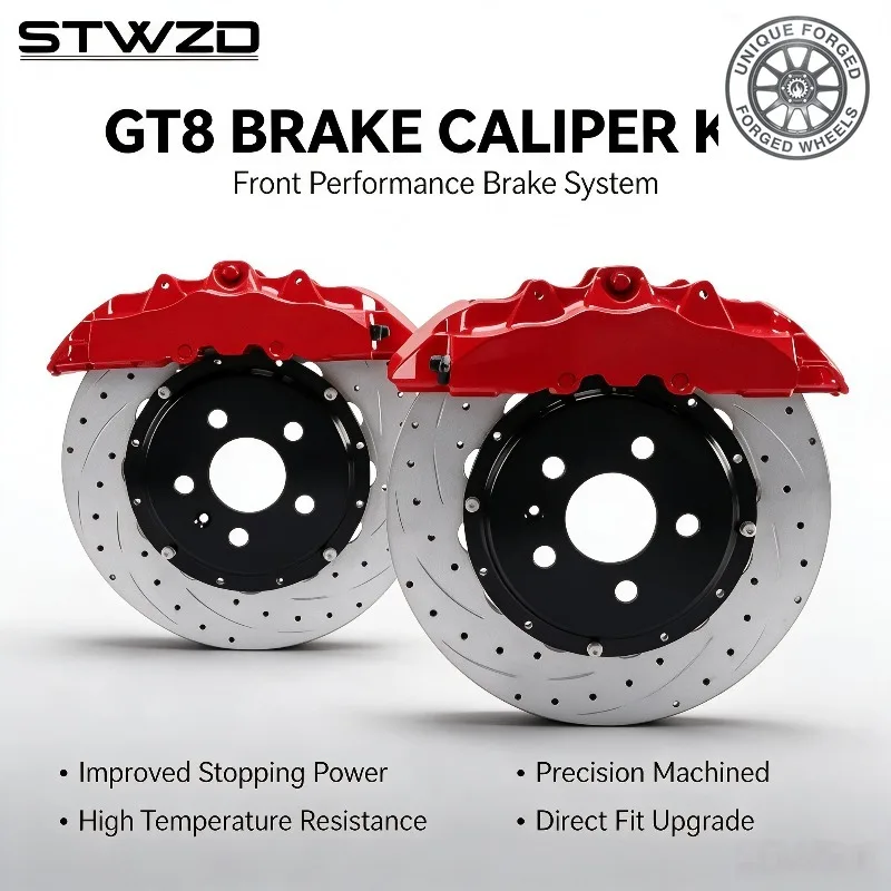 26 StyleUniversal GT8 Racing Brake Caliper Kit 8 Piston Brake Caliper Rotor Bracket Brake Pad Set For Jeep Grand Cherokee Trackh