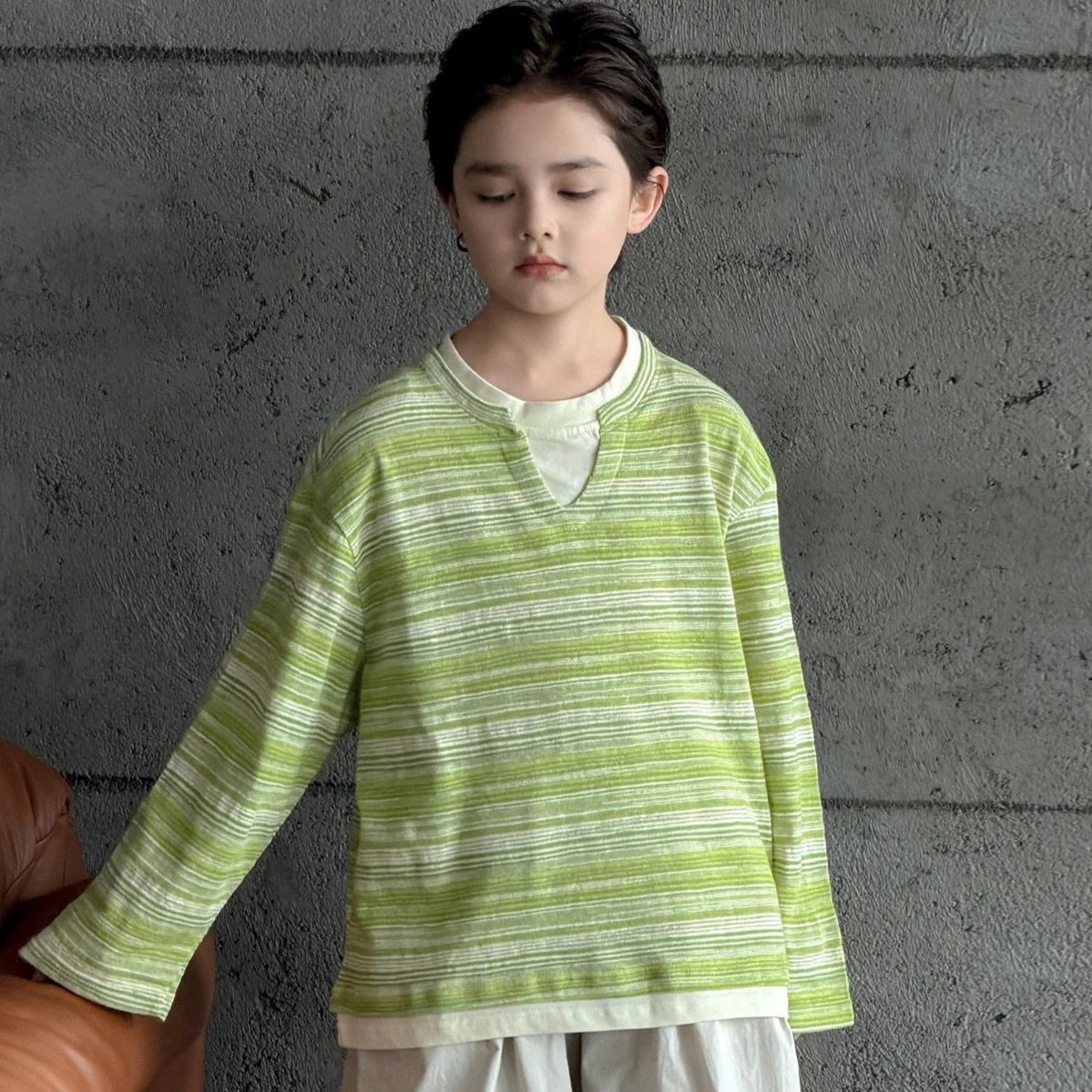 Boys' Hoodie 2026 Spring and Autumn New Children's Clothing Korean Style Boys' and Girls' Fashion Striped Splicing Loose Hoodie