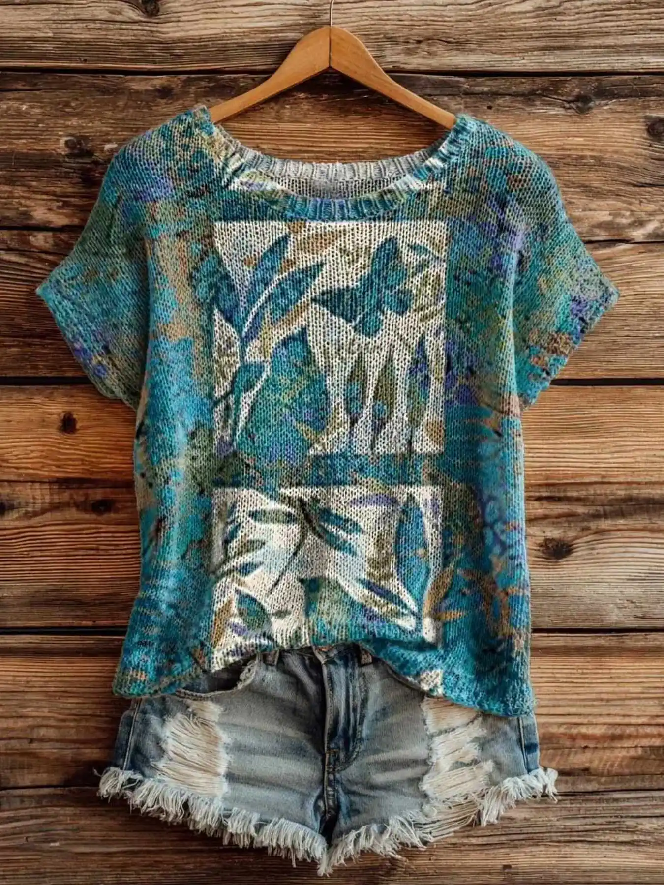 

Женский топ без рукавов с круглым вырезом и цифровым принтом, модная новинка весна-лето, без текстурной отделки, с плоским цифровым принтом, стильная женская одежда