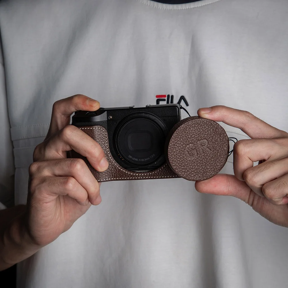Handmade Leather Camera Lens Cap with Anti-lost Rope for Ricoh GRIII GRIIIX Camera Lens Protector Accessories