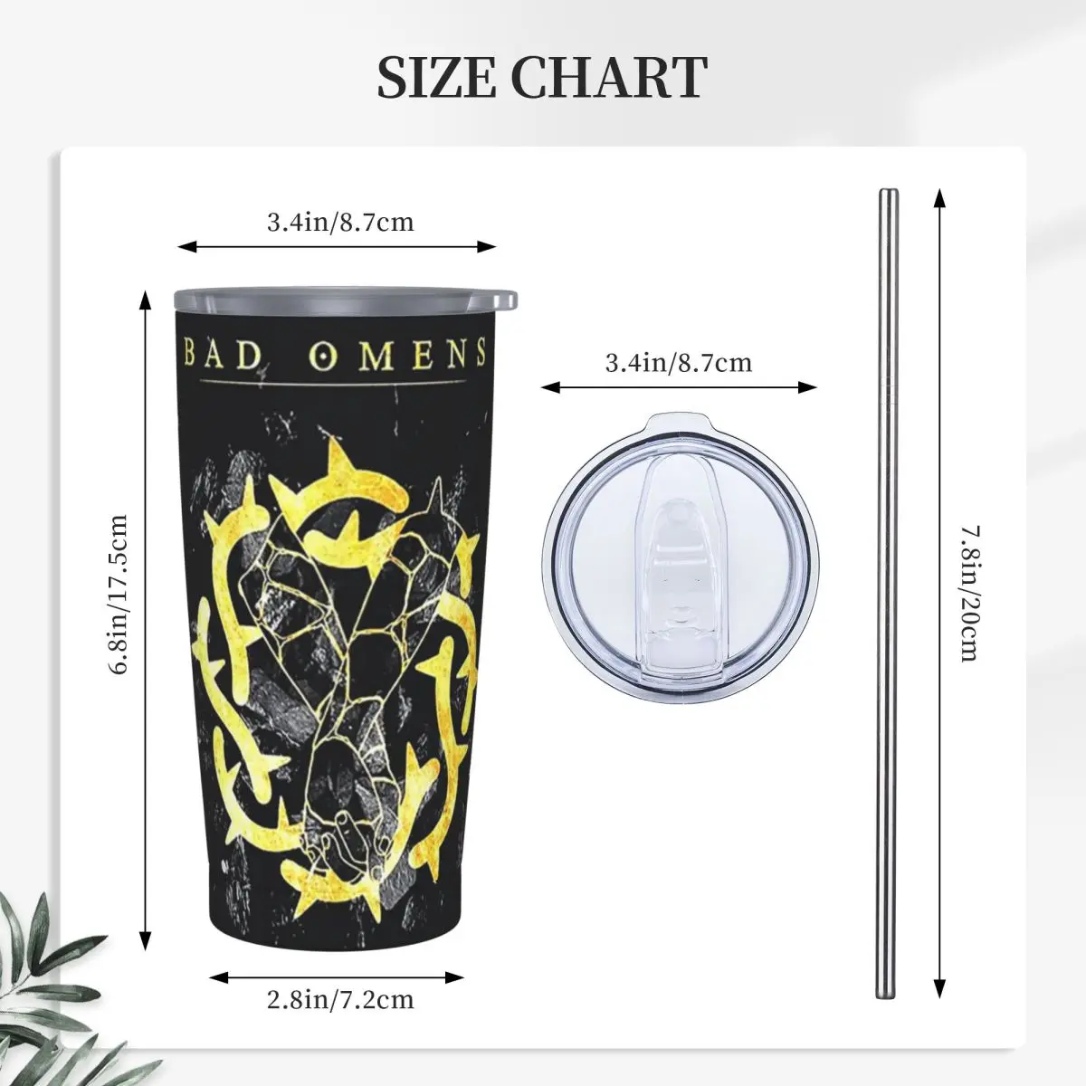 Bad Omens Rock Band Stainless Steel Tumbler Vacuum Insulated Mug Thermal Cold Bottle Straws With Lid 20oz
