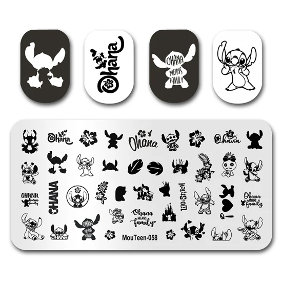 Stamp Plate MouTeen-181 Big Disney Lilo Stitch Nail Stamping Plates Manicure Set For Nail Art Stamper