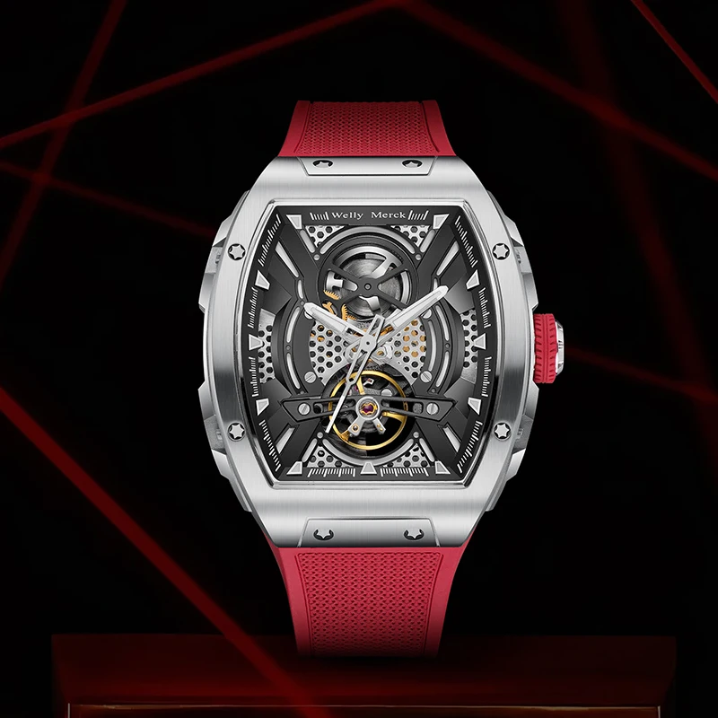 WM Watch Barrel-shaped Automatic Mechanical Watches Water Resistant Classic Casual Business Man Watch Welly Merck WM157M