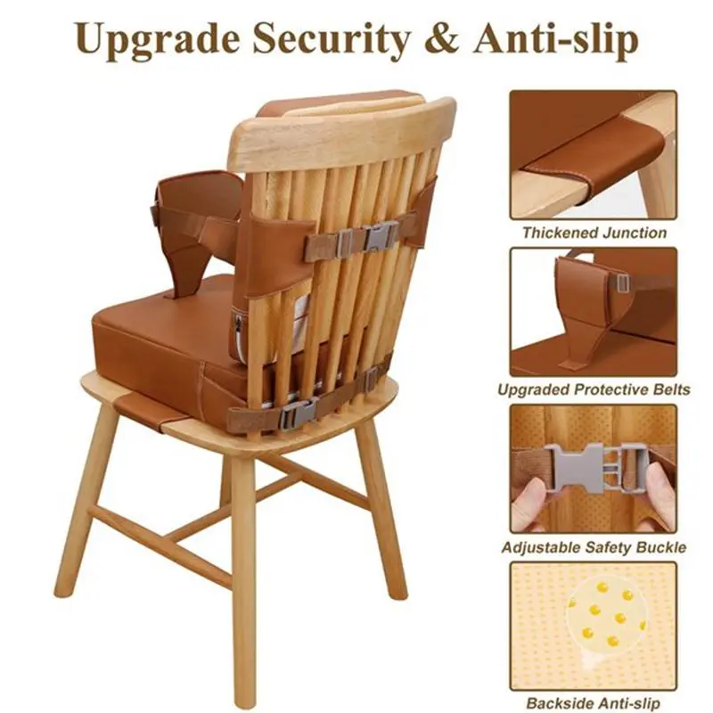 ABGG-Booster Seat For Toddler, Non-Slip Kitchen Chair With Backrest And Adjustable Straps For Dining Table