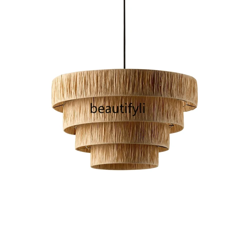

Nordic Straw Chandelier Art Rattan Restaurant Japanese Bed & Breakfast Bedroom Living Room Hand Woven Hotel Decorative Lamps
