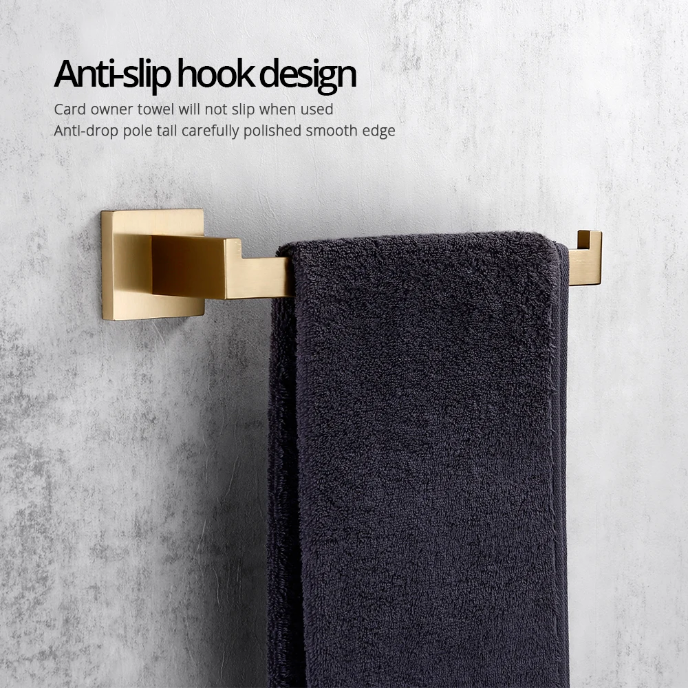 Bagnolux Towel Holder For Bathroom Wall Mounted Black Towel Bar Brushed Gold Bathroom Accessories Matte Black Towel Rack view 4