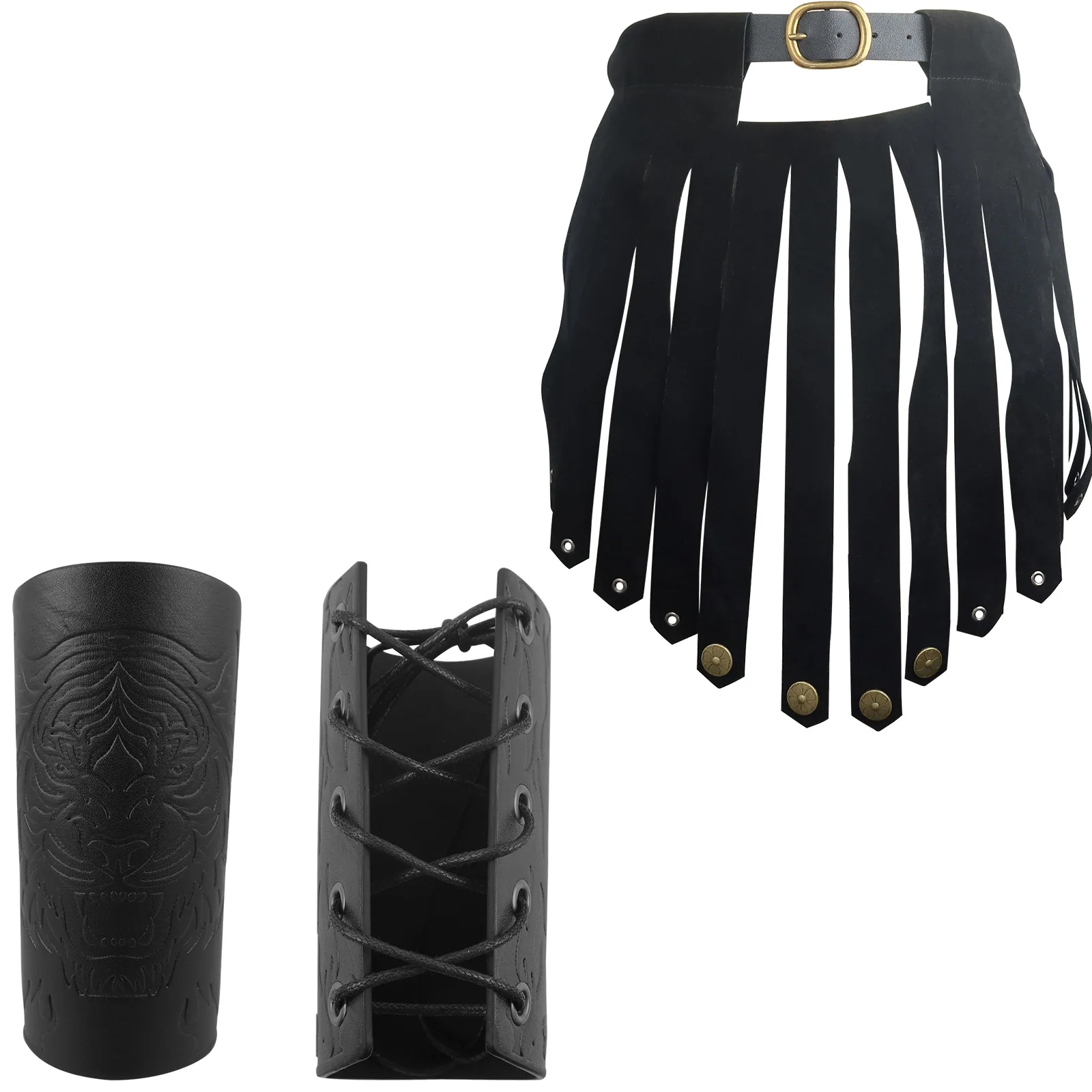 Braccialetti in pelle vichinga medievale braccialetti con polsino da uomo cintura in rilievo custodia Vintage accessori per costumi Cosplay