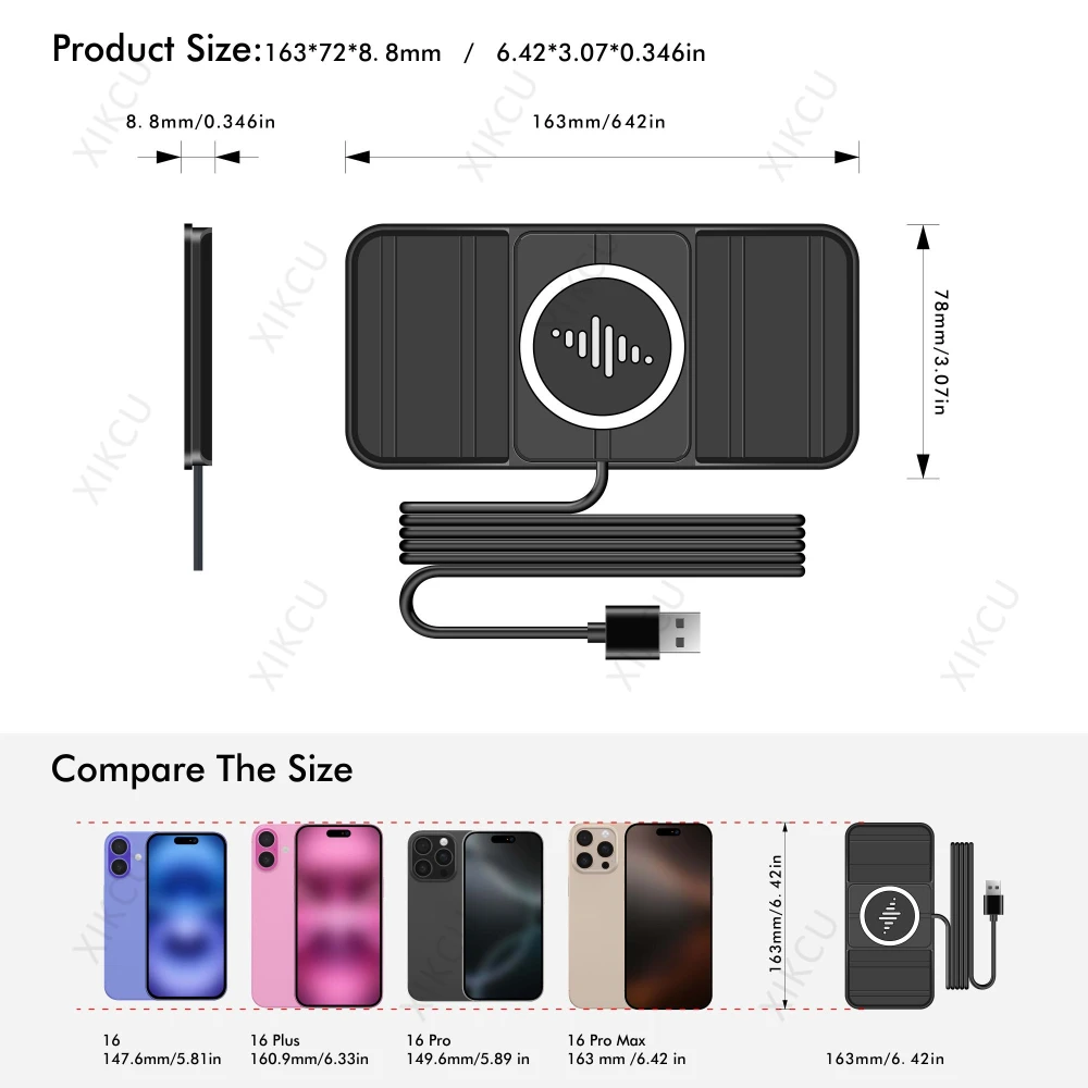 عدم الانزلاق لوحة شاحن سيارة لاسلكية لتقوم بها بنفسك المحاصيل شحن آيفون 17 16 برو ماكس 15 14 13 12 سامسونج شاومي محطة شحن سريع