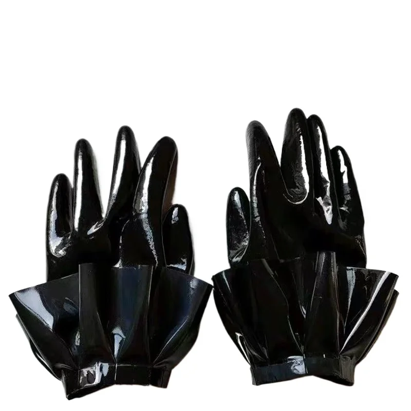 100% قفازات اللاتكس صنم المطاط مثير قفازات مع الدانتيل التشذيب ازياء ارتداء اكسسوارات الحفلات تأثيري القفازات