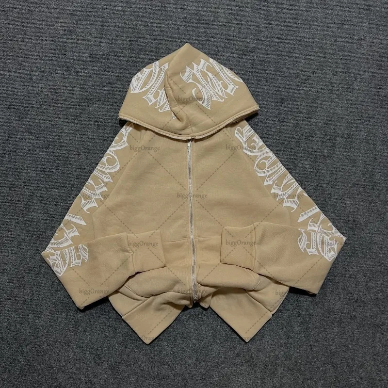 رسالة مطبوعة الأزياء قلنسوة بسحاب الرجال Y2k القوطية الشرير الأمريكية شارع العليا العصرية العلامة التجارية المتضخم البلوز النساء #1