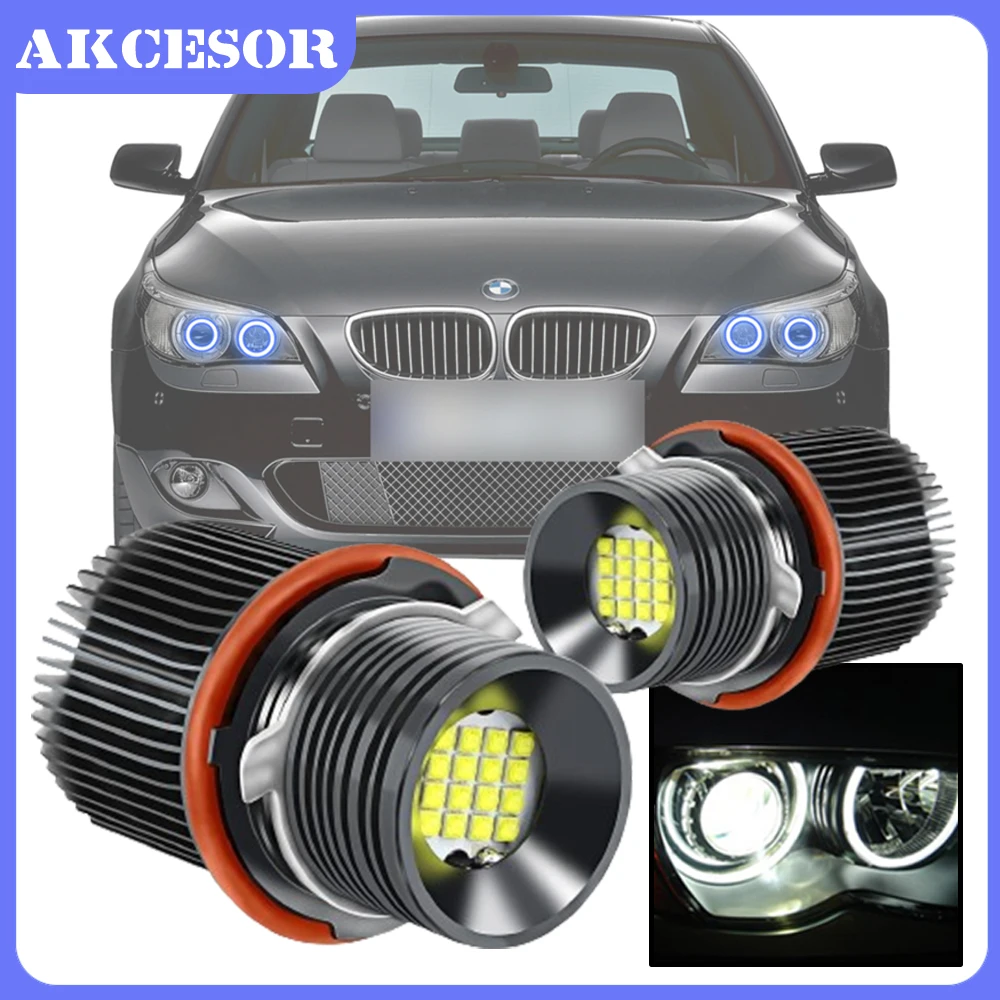 2 Pcs LED Angel Eyes 160W 6500K For BMW E39 1/5/6/7 Series X3 X5 E53 E83 E87 E60 E61 E63 E65 E53 Car Light 7000lm