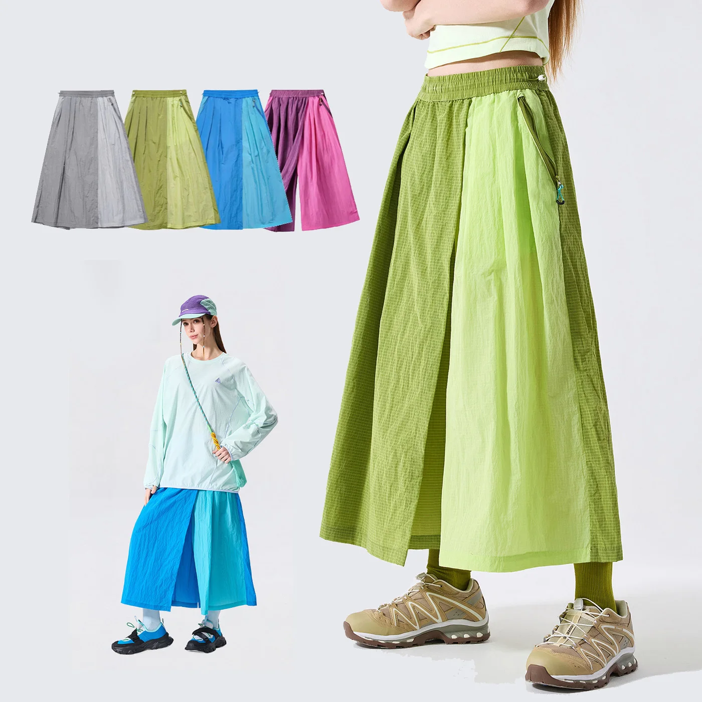 Women Y2K Wide Leg Cargo Pants Water Repellent Loose Skirt Pant Casual Streetwear Sport Trousers