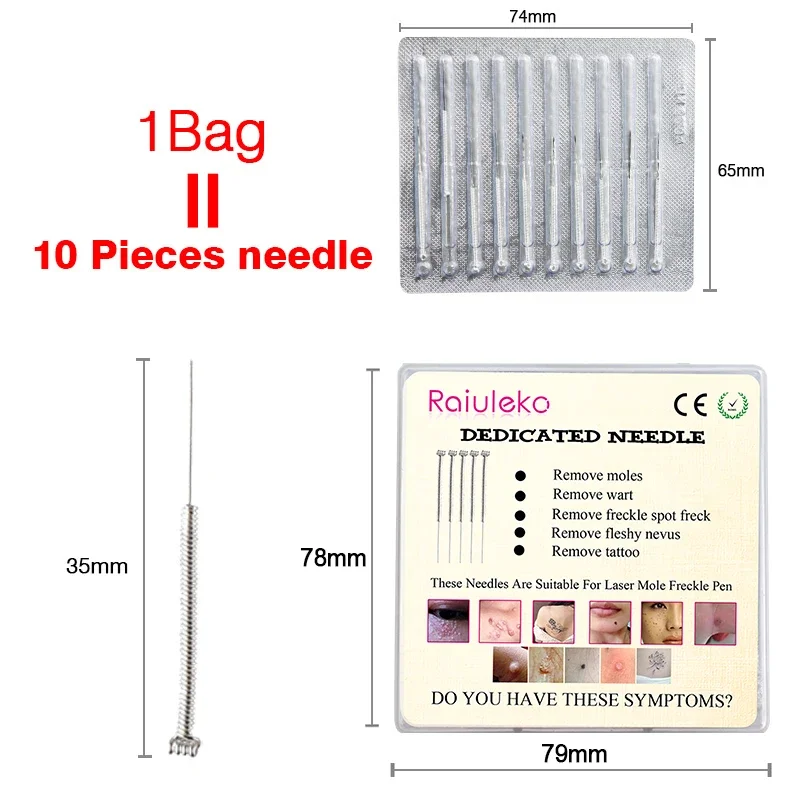 100 pçs rosto verruga tag removedor plasma ponto caneta agulhas para a pele a laser mancha escura toupeira máquina de remoção de tatuagem agulha fina dedicada