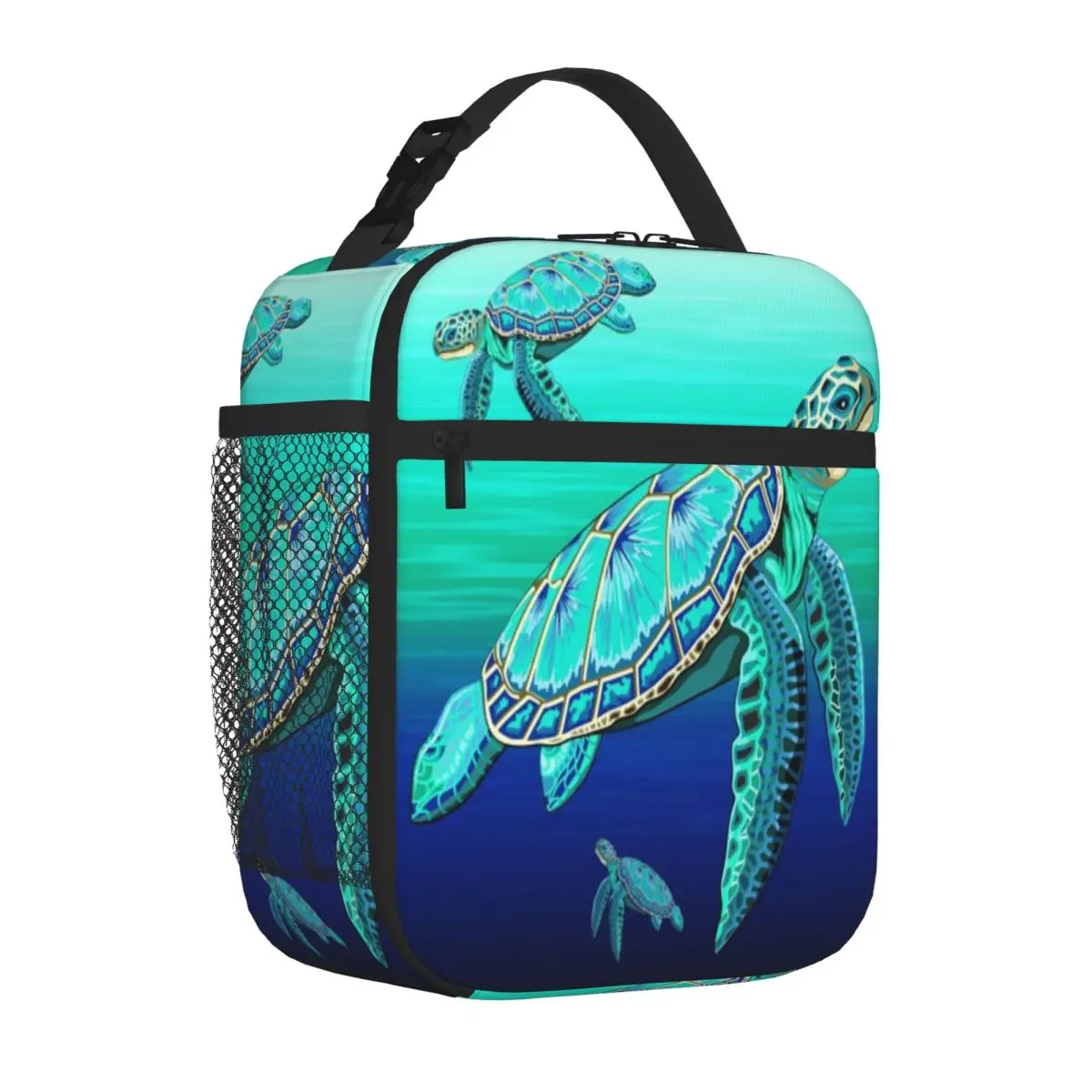Hot Sale Sea Turtle Turquoise Oceanlife Light Luxury Lunch Tote Student Bento Meal Prep Bag
