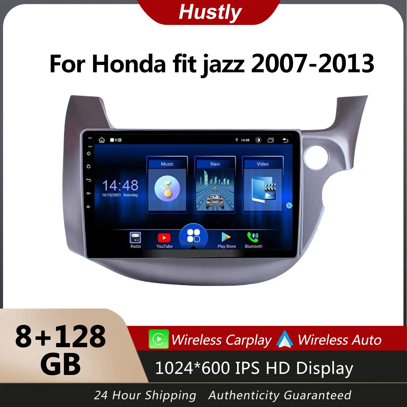 

Hustly CarPlay Android Car Radio For Honda Jazz 2 GG 2008-2014 Fit 2 GE 2007-2013 Car Multimedia Player GPS Navigation Head Unit