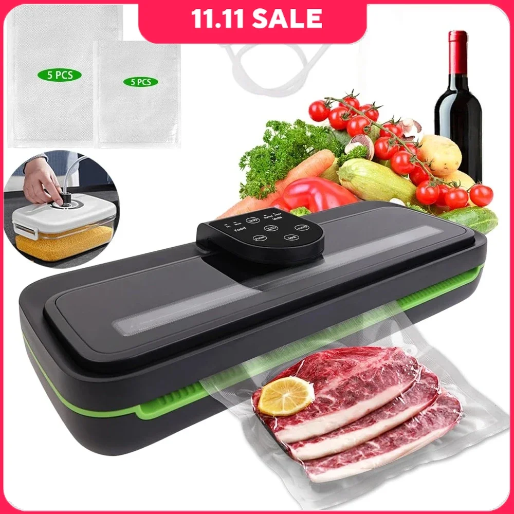 Vacuum Sealer Machine, 85KPA 8-IN-1 Food Sealer Fully Automatic One-Touch Operation, 10 Vacuum Bags, Vacuum Food Sealers