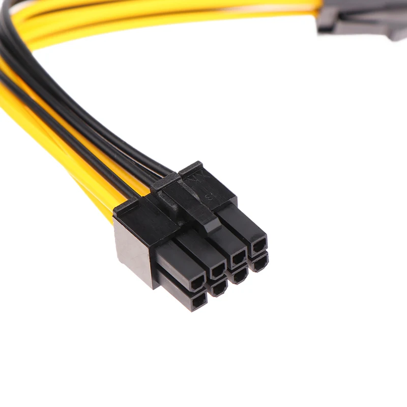 1PCS Plastic Yellow Powered Adapter 6pin To 8pin Adapter, PCI-e 6-pin Male To 8-pin Female Converter For 8pin GPU Video Card
