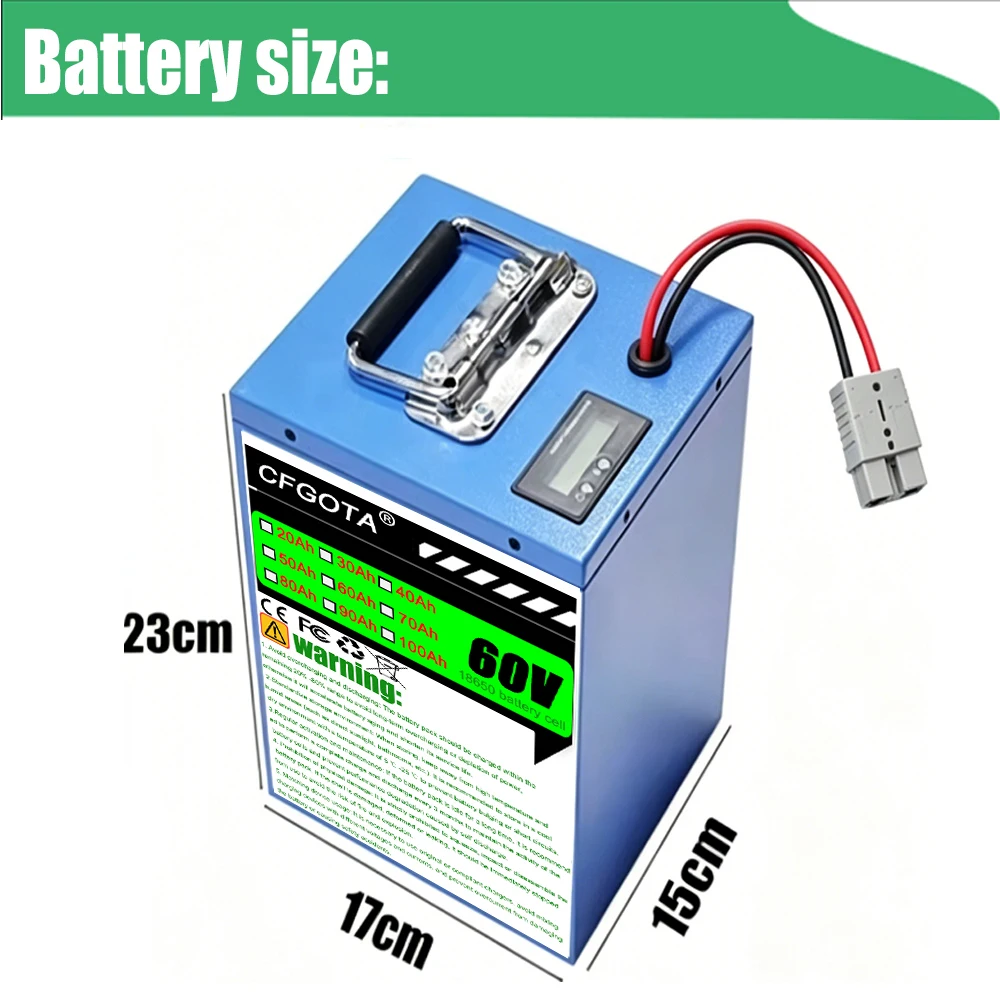 Electric vehicle lithium battery 60V 100Ah super capacity 18650 lithium battery electric motorcycle tricycle lithium battery
