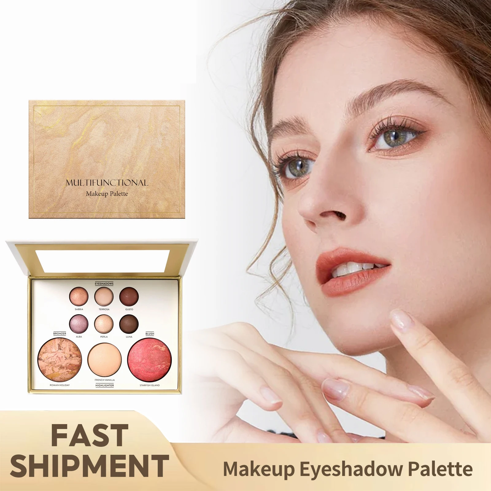 9 色グリッターアイシャドウパレットマットハイライターブラッシュまぶた美白防水持続メイク多用途化粧品セット