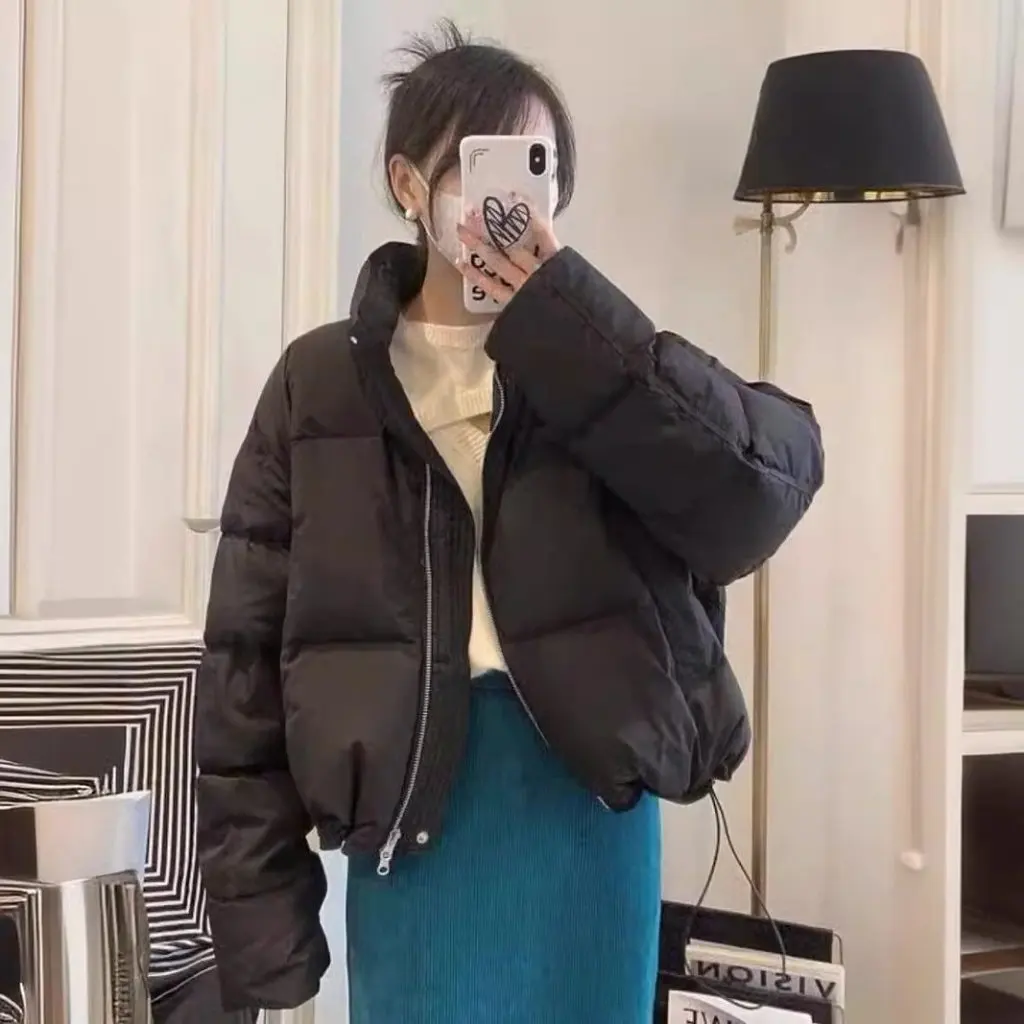 

Women's Puff Cotton-Padded Jacket Korean Style Vertical Collar Short Bread Suit down Cotton-Filled Winter Outerwear