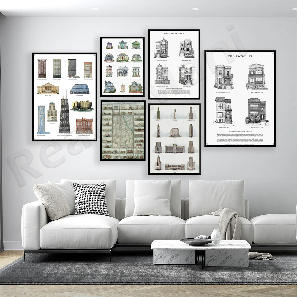 New Orleans Home Styles - Buildings and Primary Housing Types at NOLA, Chicago Community Building Guide Building Series Posters