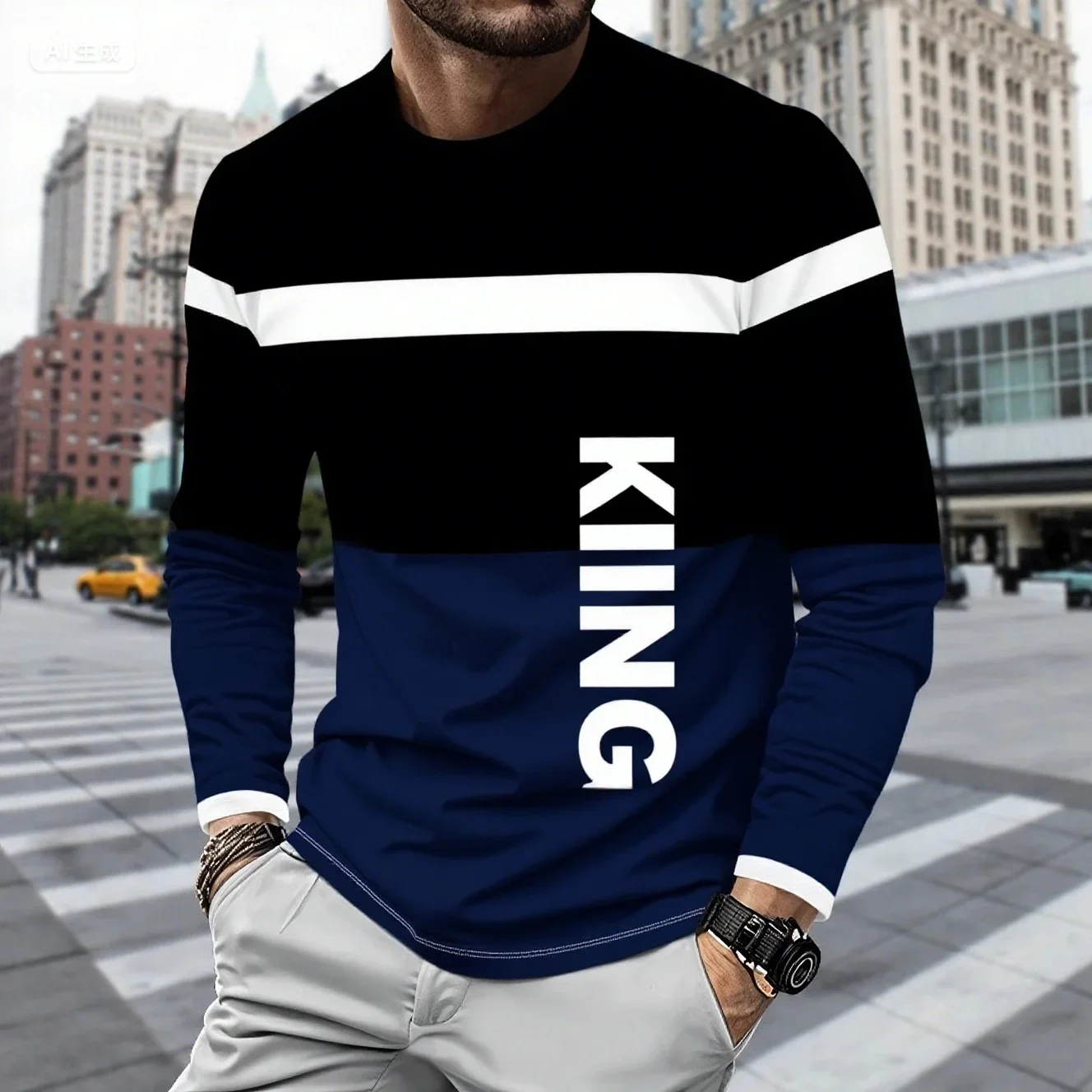 

Spring and Autumn Hot Sale Men's Printed Long Sleeve T-Shirt Outdoor Sports Top, Versatile, Football, Bottom Shirt, Motorcycle