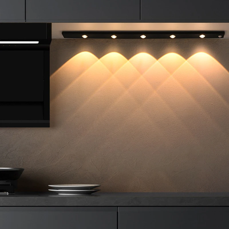 20-50CM LED Kitchen Under Cabinet Light Motion Sensor LED Lamp Ultra Thin USB Rechargeable Night Light Wardrobe Indoor Lighting image 6