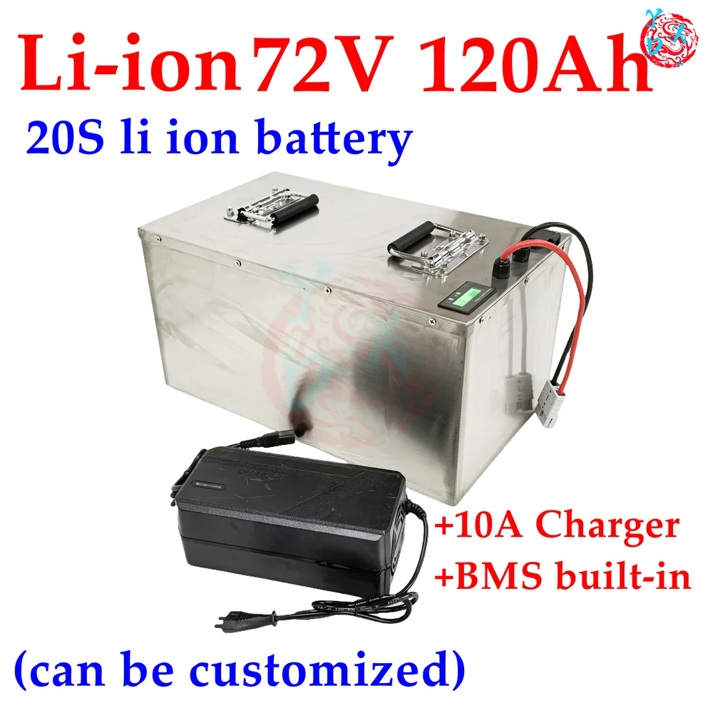 

waterproof li ion 72v 120Ah lithium ion battery 100A BMS for 7000w 6000W bike tricycle Forklift Motocycle AGV +10A charger