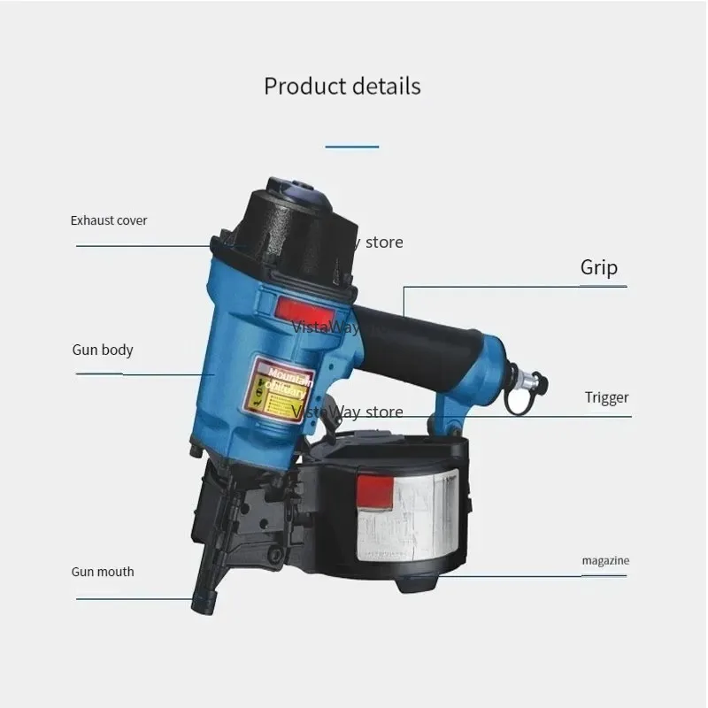 Rolling nail gun, pallet, wooden frame, export box, round nail gun, strong pneumatic nail gun for woodworking