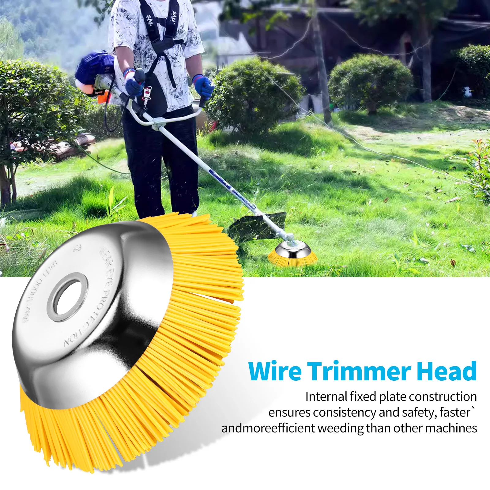 [DE DHL] 8-Zoll 25,4x200mm Unkraut-Freischneiderkopf، Rasenmazher، Universaleller Rasentrimmerkopf، rotierende Unkrautbürste