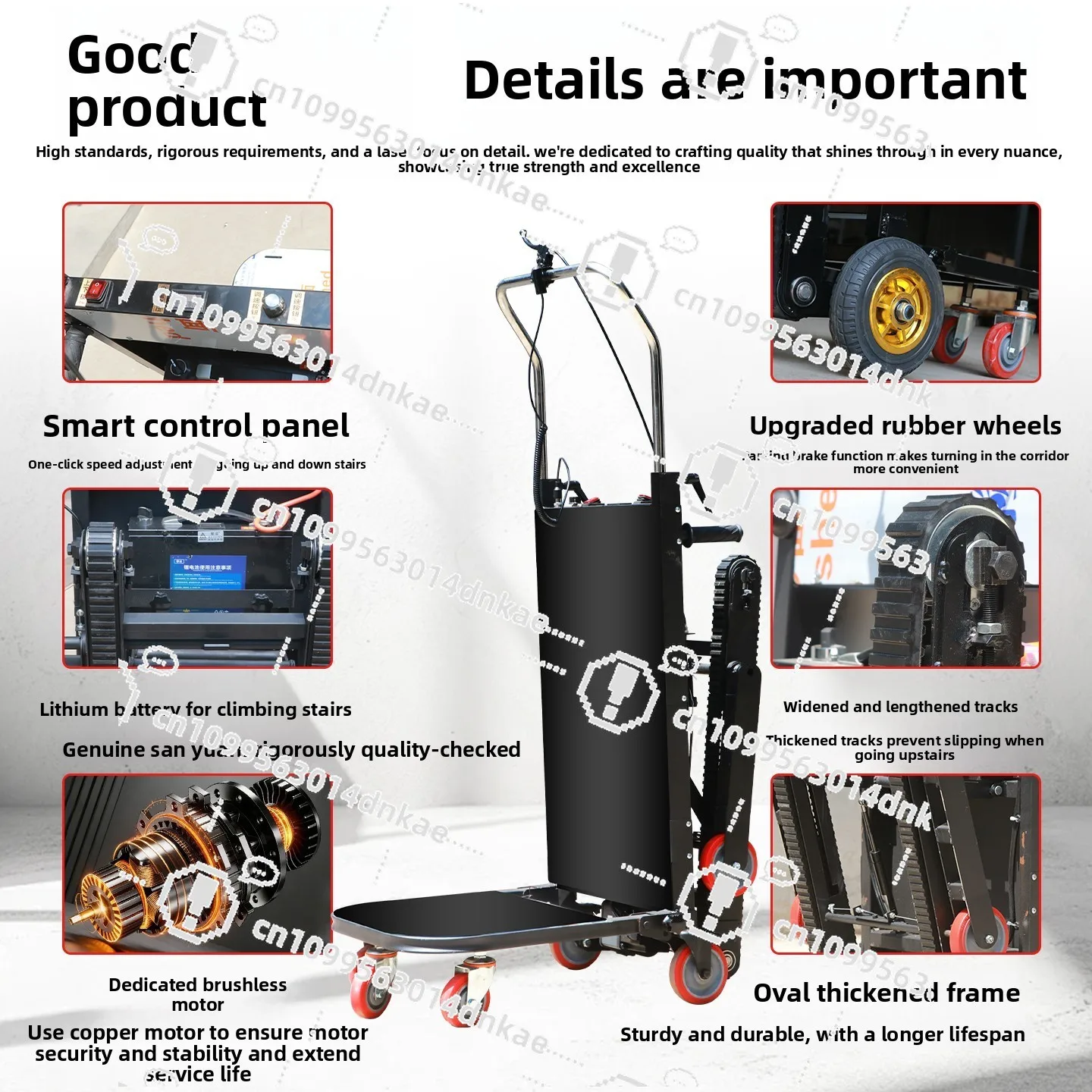Electric Crawler Climbing Machine Up and Down Stairs, Truck, Automatic Mute, Household Appliances Climbing Artifact, Foldable