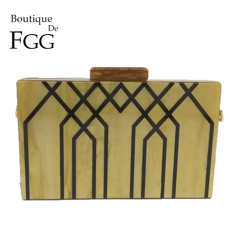 

Boutique De FGG Acrylic Box Clutch Evening Handbags for Women Fashion Day Clutches Shoulder Crossbody Bag Formal Evening Bags