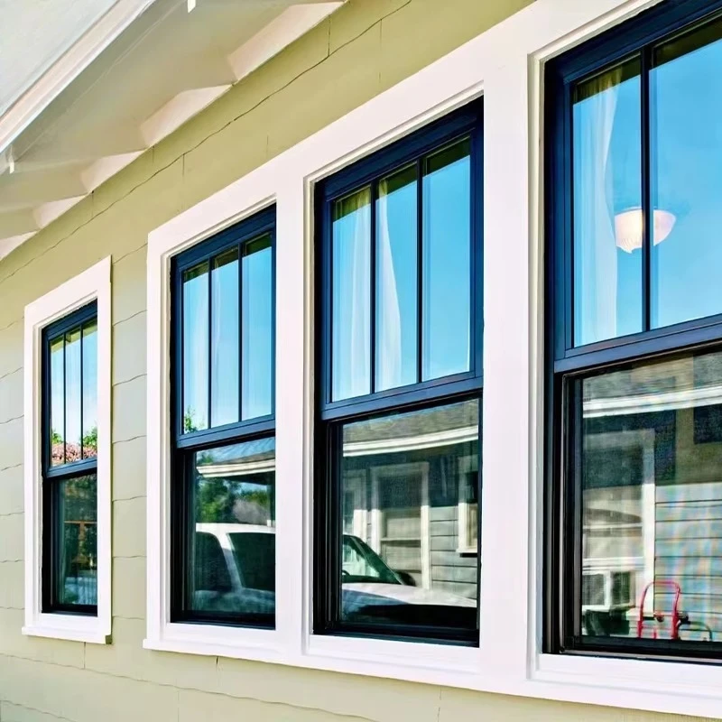 Customizable Thermal Break Aluminum Vertical Sliding Window, Sound Insulated Double Glazed Single Sash Window for Home Kitchen