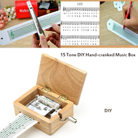 15 Tone DIY Hand Cranked Music Box Wooden Box With Hole Puncher And Paper Tapes for Kids Gifts