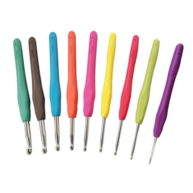 Poignée souple en aluminium TPR pour pull, crochet, document, bricolage, artisanat, écharpe, couture grossière, outil ogo, 9 pièces 2