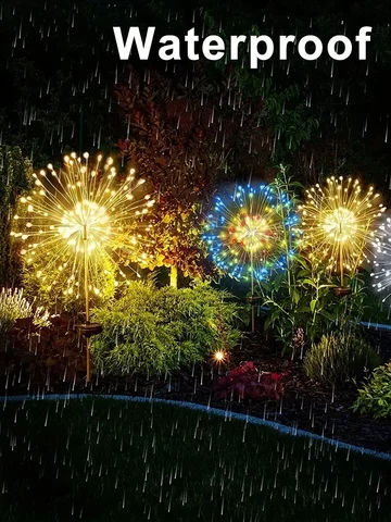 NEW 200LEDs Solar Fireworks Lights Outdoor Waterproof Solar Garden Lights 8 Lighting Modes With Remote Control Decorations Light