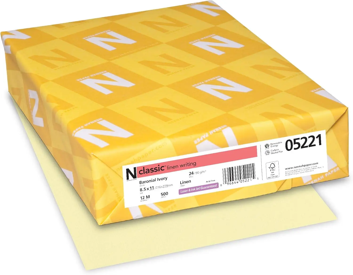 

Paper Linen , 24 Weight, 8.5 x 11, Natural White, 500/Ream