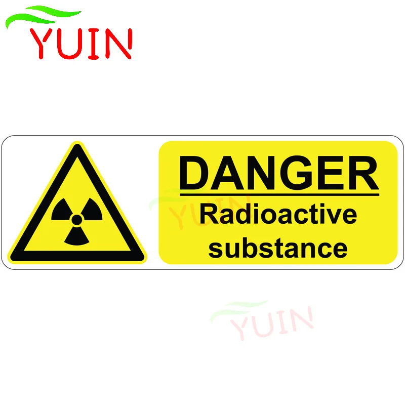 DANGER RADIOACTIVE SUBSTANCE Warning Car Sticker PVC Bumper Graphic Decoration Accessories High Quality Waterproof Decal 14*5cm