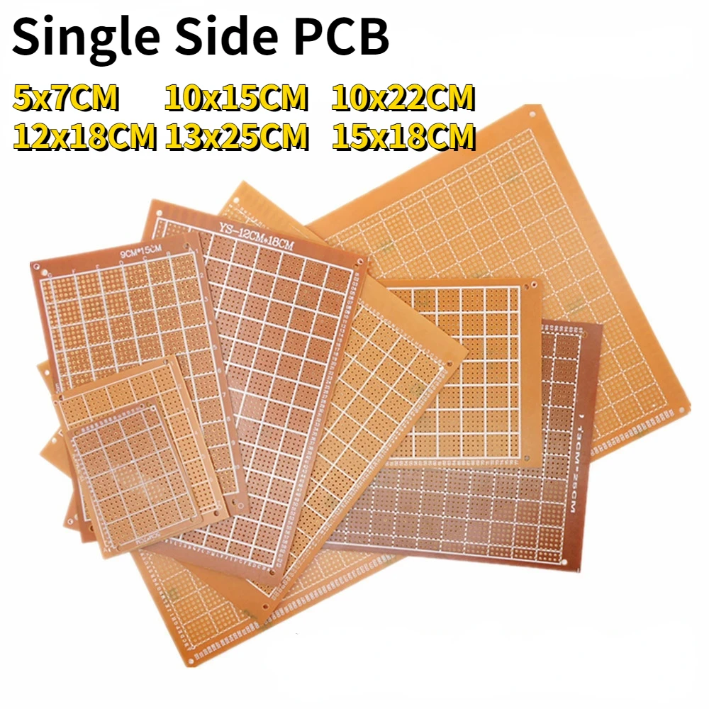 Single Side Prototype PCB 5x7 10x15 10x22 12x18 13x25 15x18CM  Universal Board Experimental Bakelite Copper Plate Circuirt Board