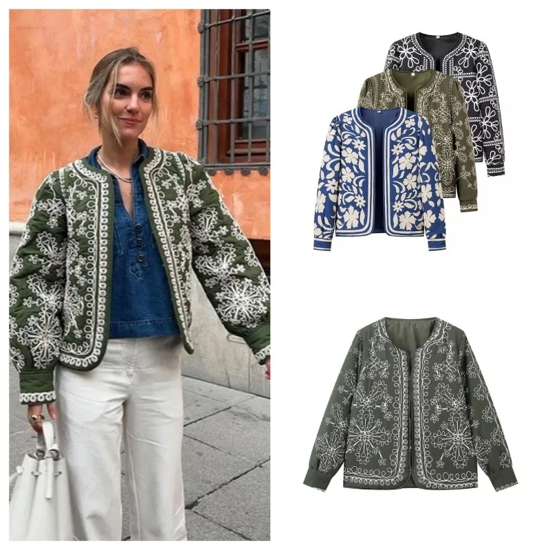 Chaqueta holgada con estampado Floral para mujer, cárdigan informal de manga larga, prendas de vestir exteriores, chaquetas Vintage de calle alta, abrigos elegantes para mujer, otoño