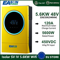 Hybrid Solar Inverter 5600W 48V 230VAC PV Input 6000W 450VDC Build in MPPT 120A Solar Charger with WIFI BMS Off Grid Inverter