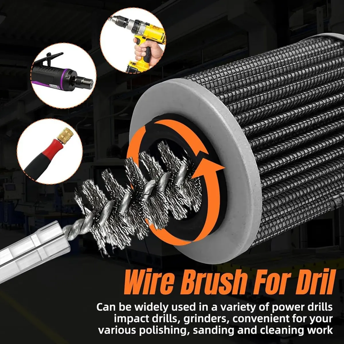 20pcs Wire Bore Brush Set with,Wire Brush for Drill,with 1/4 Hexagonal Handle,for Electric Drill,RustProof Cleaning Hole