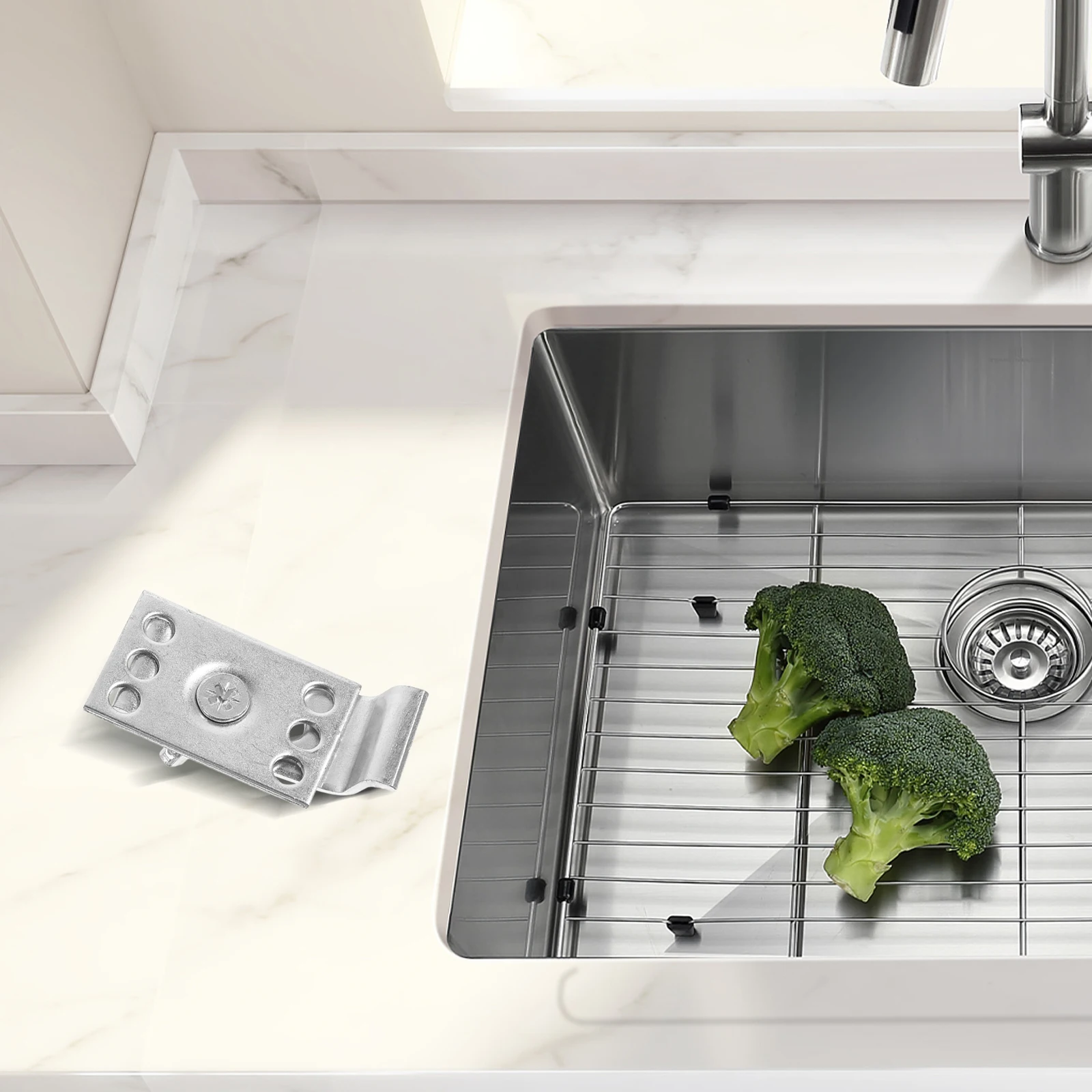 

12 Sets Sink Clips Stainless Steel Undermount Brackets Fasteners Kitchen Parts Accessories Hardware Set Mounting Supplies