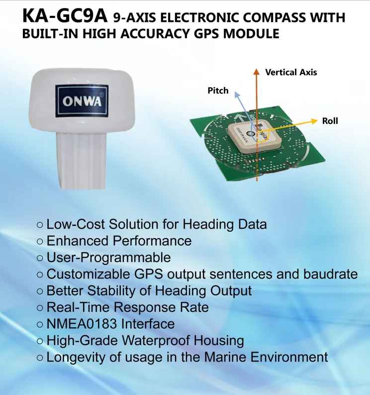 9-Axis Electronic Compass with Built-in High Accuracy GPS Module ONWA KA-GC9A